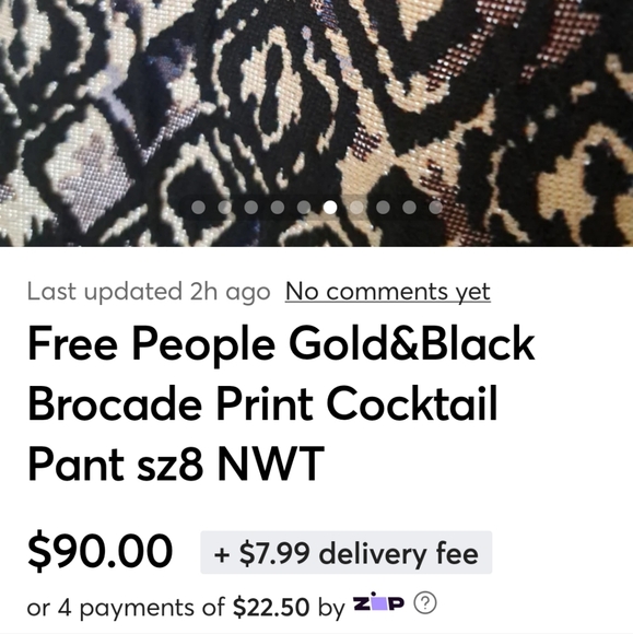 Free People  NWT Black&Gold Brocade Design Cocktail Pants sz8 - Picture 6 of 10